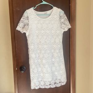 Women's B Envied White Lace Short Sleeve Shirt Dress Size Medium